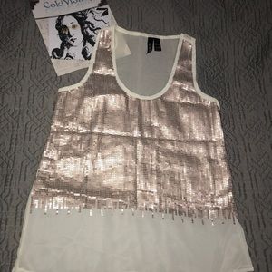 Rose gold sequin silky tank